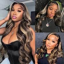 Pre-Cut Lace Glueless Body Wave 5X5 HD Lace Closure Human Hair Wig 40 Inch Wear And Go Highlight Ombre 5x5 HD Lace Closure Wigs Brazilian Virgin Human Hair Pre Plucked  With Baby Hair For Women 1b/27 Colored - Điểm nổi bật 1B/27 - Xem 6