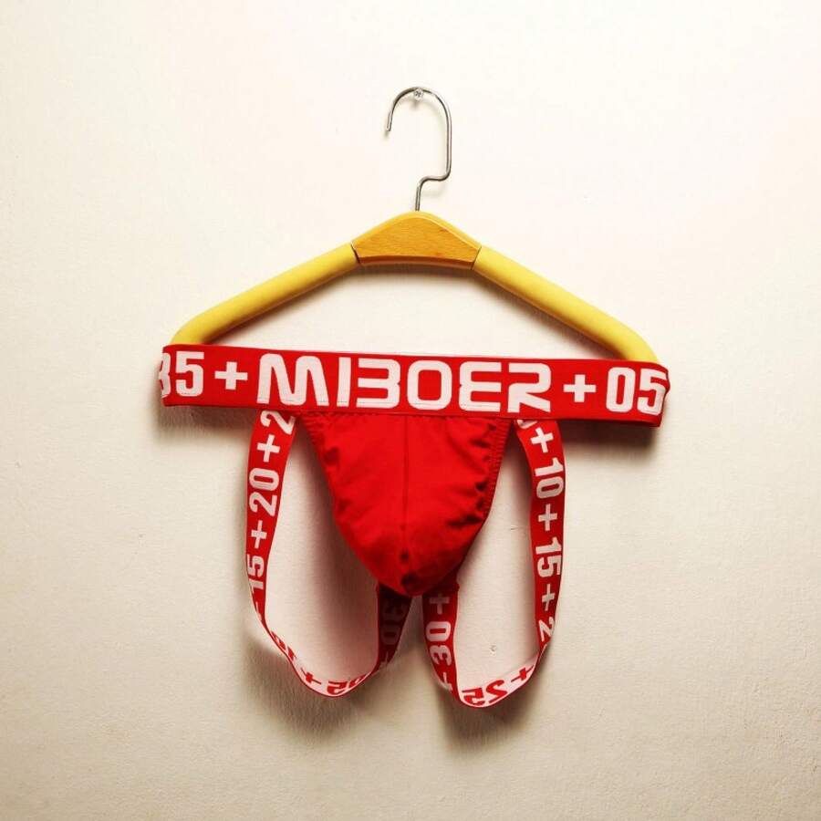 Men's Underwear Group Purchase Wholesale Hip Lift Wide Edge Men's Hot Sexy Physiological Double Butt Open Crotch Briefs Men 384 - 紅色 - 查看 1