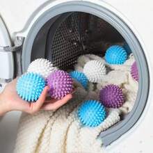 6个可重复使用的洗衣球，神奇防缠绕绒毛收集器，毛发去除器，洗衣机和烘干机清洁球，非电动软洗工具，用于去除猫狗毛发、绒毛和绒毛的洗衣球，洗衣机洗涤剂烘干球，宠物毛发去除器，洗衣机配件 - 彩色 - 查看 1