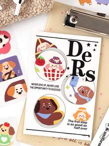 4 adesivos para scrapbooking de desenhos animados de animais de estimação fofos, série caprichosa, adequados para presentes, escritório, casa, marcação, etiquetas, salas de aula, brinquedos, diários de alunos, adesivos criativos de decoração vintage faça você mesmo