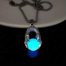 1/3 Piece Luminous Dragon Claw Pendant Necklace - 201 Stainless Steel Chain - Halloween/Christmas/Valentine's Day Gift - Unique Luminous Anime Accessories - Cool Couple Gift (Unisex) Youth Style - 藍光 - 查看 1