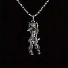 Vintage Silver Plated Punk Style Pendant Necklace, Fashion Alloy Long Chain, Unisex Fashion Jewelry, Halloween Gift Accessories - Bạc - Xem 4