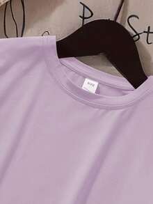 2pcs Tween Girl Letter A Print Short Sleeve T-Shirt And Flare Pants Set, Soft And Machine Washable, Spring/Summer