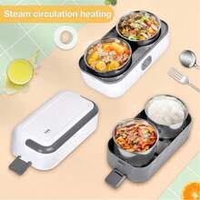 Portable Electric Lunch Box,Smart Steamer Lunch Box 304 Stainless Steel Double Layer Thermal Insulated Lunch Box,Suitable for Home,Office,Bedroom,Travel,Outdoor Cooking,etc. - Tipo de Enchufe A USA (110-127V) - Ver 11