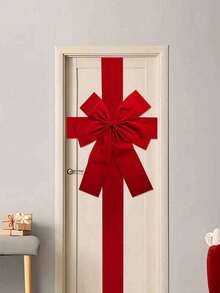 1 件圣诞门挂蝴蝶结 DIY 蝴蝶结丝带圣诞装饰婚礼生日派对家居前门入户门卧室装饰节日装饰 - 彩色 - 查看 4