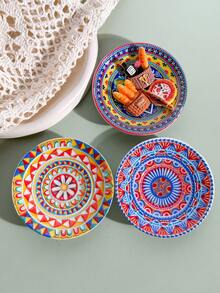 1pc Vintage Bohemian Symmetrical Floral Pattern Embossed Gold Foil Ceramic-Look Refrigerator Magnet, Home Decor, Photo Memo Board, Storage, Birthday Gift