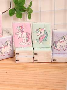 Serviettes en papier à motif d'ours blanc mignon, mouchoirs en papier portables et adorables en mini format, 3/6/9/18 paquets, emballage à motif de poney arc-en-ciel