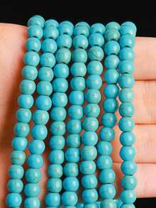15 Inch 4/6/8/10/12mm Natural Stone Round Beads, Turquoise/White Turquoise/Blue Turquoise, Protective Energy/Prosperity/Chakra Healing Stones, For DIY Jewelry Making/Bracelets/Necklaces And Craft Accessories