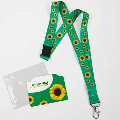 Sunflower Lanyard Hidden Disability Awareness Card |   1 Set Of Hidden Disabilities Sunflower Lanyard With ID Holder Breakaway & Awareness Card
