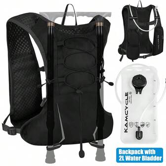 Running Vest Hydration BackPack With 2L Water Bladder, Not Include Trekking Pole – Lightweight Running Vest Backpack For Men & Women – Adjustable, Breathable, Reflective Hydration Pack Water Backpack For Hiking, Cycling, Trail Running,Marathon(Backpack With 2L Bladder, Not Include Trekking Pole) Sport Bag For Sports For Fitness For Exercise Large Capacity Travel Bag For Vacation For Women Travel Essential Durable For Running