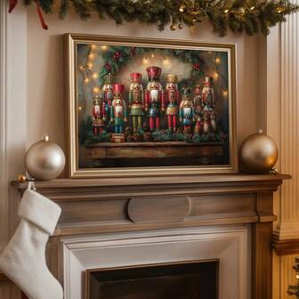 1 pieza Póster de colección de cascanueces vintage sin marco, arte de pared de lienzo impreso, decoración minimalista de invierno, Navidad, campo, casa de campo, rústica para apartamento, sala de estar, dormitorio, decoración del hogar moderna, decoración navideña, decoración del árbol de Navidad, regalo, decoración de Acción de Gracias, boda, decoración de otoño, cumpleaños, fiesta, interior, festival, Halloween