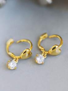 1PC S925 Sterling Silver Exquisite Love Pure Silver Earrings Buckles Ear Loops, Ear Buckles Earrings For Women And Girls Valentine's Day Gift For Bestie Women Girls Daily Dressing Up Gift For Mom, Sisters, Girlfriend, Valentine's Day Gift