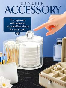 Pot de rangement pour cotons-tiges et boules de coton, boîte de rangement pour le dessus de la coiffeuse (2 en 1)