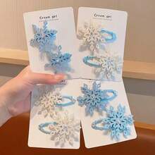 8pcs/Set Cute Snowflake Design Hair Clips For Girls