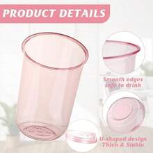 Xuelimei 16oz Disposable Stemless Glasses With Strawless Sip Lids,PET Disposable Drinking Cups,Clear Plastic Wine Glasses For Parties Birthday,Wedding,Meeting,Christmas Party Supplies (50, Pink) - 白色 - 查看 3