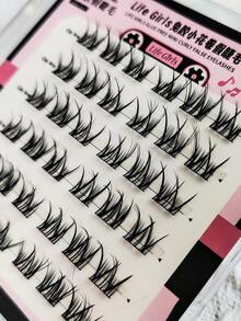 36 Büschel, 9-12 mm Länge, Wimpernstreifen mit Selbstklebefunktion, gekräuselt C/D, W-förmig gekräuselter Blütenblatt-Stil, Augen erscheinen größer, natürlich dicht, für Anfänger, lässige Trilogie, Cos simulierte Wimpern, Segmentierung, Cartoon-Stil