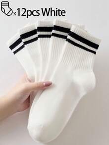 40/30/24/20/10/8/6/4/2雙中性運動襪，適合訓練/商務/秋冬，女款長襪，抗菌，黑/白色，透氣 - 彩色 - 查看 40