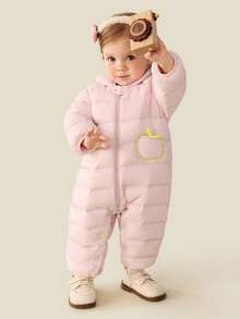 mini bala Baby 3-In-1 Down Romper Soft Warm Water-Resistant Cozy Winter Outerwear