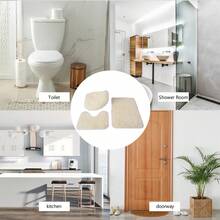 3-Piece Bathroom Carpet Set - Super Soft Non-Slip Bathtub Mat With High Absorbency, Machine Washable Fluffy Rugs For Shower, Bedroom, Kitchen & Living Room, Includes 1 Small, 1 U-Shaped & 1 Large Carpet, Anti-Slip PVC Backing, 1-Inch Microfiber Fibers - 白色 - 查看 4