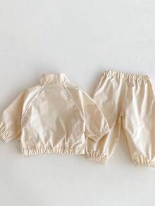 Autumn Korean Style Baby Girl Sport Suit, Toddler Boys Casual Outfits And Girls Pants 2 Pieces Set, - 杏色 - 查看 3