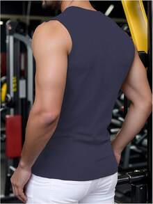 Men's Summer Tank Tops Sleeveless Undershirts Tank Basic Workout Gym Muscle Shirts-2025 - 寶藍色 - 查看 5