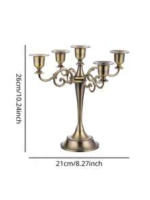 1 件/1 套波西米亚风格锌合金餐桌装饰 5 头/3 头烛台摆件金色欧式会所家居客厅节日浪漫氛围装扮蜡烛插座摆件 - 金色 - 查看 18