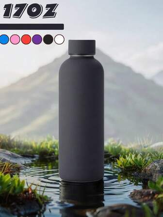 1个500毫升时尚高端户外纯色运动水壶，双层不锈钢真空保温杯，热水壶，茶壶，水瓶，适合露营、聚会、居家、办公、户外、学校、节日和生日礼物