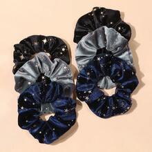 6pcs/Set Velvet Gold Star Hair Scrunchies SetHair Ties Scrunchy Hair Ties Ponytail Head Accessories - Multicolor - View 7