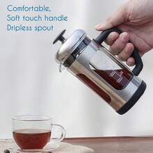 Cafetera de prensa francesa con vidrio de borosilicato, mango de agarre suave, 1000ml, negro - Pago - Ver 2