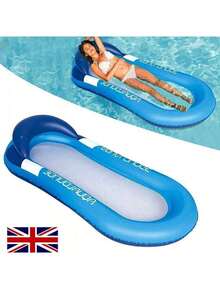 NetHong New Inflatable Lounger Chair Floating Row Beach Swimming Pool Aid Air Mat Bed Summer Holiday - Blue - View 6