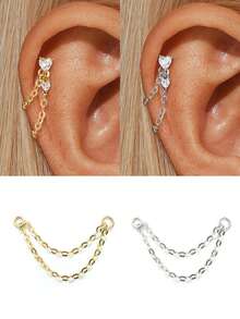 EleRunis 1PC Bạc Sterling 925 Hình Trái Tim/Xỏ Khuyên Hoa Tai Chuỗi Charm Sụn Phẳng Xỏ Khuyên Xoắn Ốc Trang Sức Cao Cấp Cho Trang Phục Hàng Ngày Tiệc Cưới Đính Hôn Kỷ Niệm Ngày Lễ Tình Nhân - Nhiều màu - Xem 12
