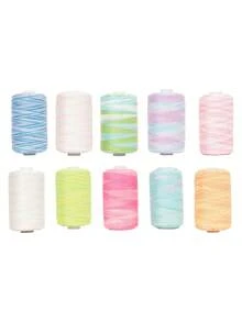10 件彩虹色杂色涤纶缝纫机线，通用线，每件 1000 码，适用于手工缝纫、绗缝、刺绣和缝纫机使用 - 10色 - 查看 10