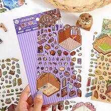 1 peça/4 peças Adesivos Criativos de Paisagem Miniatura 3D