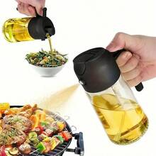 1 pezzo Spruzzatore portatile in plastica per olio d'oliva da 450ml, 2 in 1 spruzzatore e dosatore per olio, adatto per cottura, barbecue, friggitrice ad aria, cottura al forno, insalate, spruzzatura manuale, accessori da cucina per la cottura, dosatore per olio da cucina, barbecue, roulotte, utensili da cucina perfetti