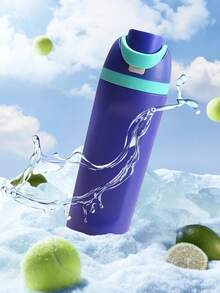 1 pieza Nuevo vaso de frutas de alta calidad, vaso con doble pajita fresco y creativo, botella deportiva portátil para exteriores con cierre, vaso con tapa rebotable, taza de café de acero inoxidable, botella de agua a prueba de fugas de doble capa, adecuada para la escuela, camping y senderismo