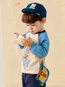 mini bala Kids Dumbo Cartoon Long Sleeve Tee Soft Comfortable Cute Everyday Top - Lake Blue - View 2