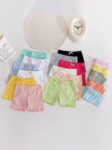 12pcs Girls' Solid Color Boyshort Briefs, Comfortable Underwear For Daily Wear, All Seasons