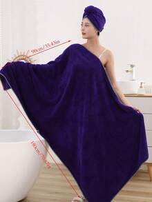 90*180cm Bath Towel + 25*65cm Shower Cap, 2pcs/Set Women Soft Absorbent Bath Towel And Shower Cap Set, Extra Large & Thick Shower Towels For Beauty Salon, Hotel Sports, Home Essentials, Towel, Skin Care Bath Towel Sheet