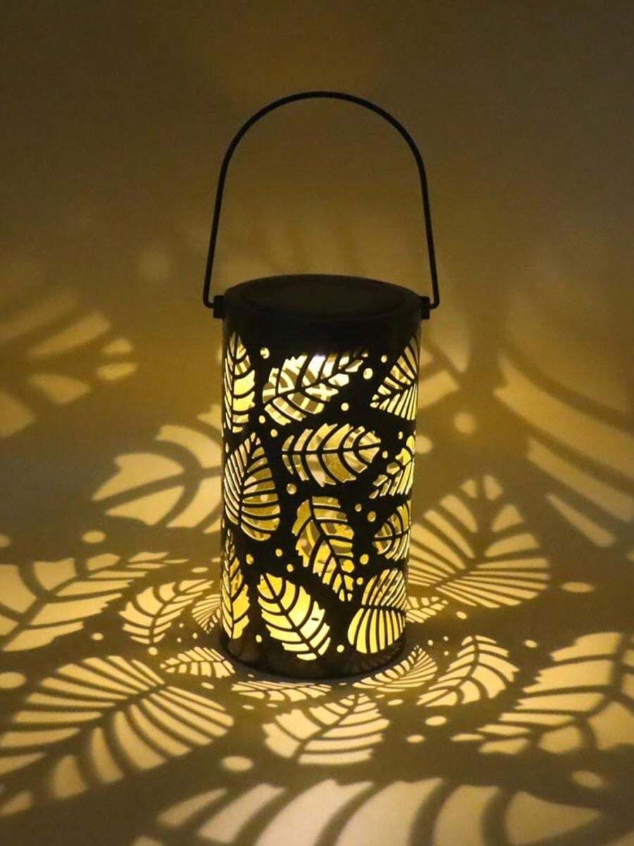 1pc Natural Leaf Carved Hollow Metal Lamp, Projection Effect, Suitable For Christmas, Easter, Parties, Weddings, Picnics, Indoor, Outdoor, Garden, Living Room, Autumn/Winter Decor