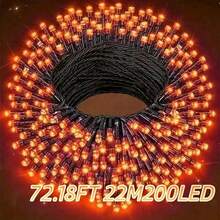 1 Pack Holiday Decoration Outdoor String Lights, Halloween Christmas Starry Lights, Solar Powered Yard Decor Lights - 8 Modes, Street Decor Lights, Solar Fairy Lights, Wrap Around Tree Lights, LED Outdoor String Lights, Patio, Garden, Party, Halloween Decoration Lights (Purple, Purple-Orange, Orange, Warm Color, Colorful)