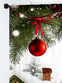 1 buc. Perdea transparentă decorativă de Crăciun, potrivită pentru dormitor, sufragerie, decor de toamnă, balon de Crăciun, fulg de zăpadă, brad de Crăciun, glob de Crăciun, perdea de fereastră cu imprimeu de Crăciun, perdea imprimată cu buzunar pentru tijă pentru dormitor, birou, bucătărie, sufragerie, decor pentru casă, 100g/㎡ decorațiuni de Crăciun decor cameră decorațiuni de Crăciun pentru casă - Multicolor - Vizualizare 9