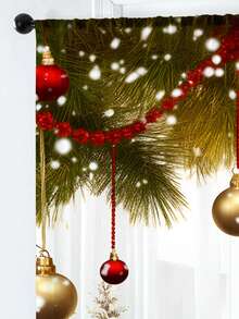 1pc Christmas Decorative Sheer Curtain, Suitable For Bedroom, Living Room, Autumn Decoration, Christmas Balloon, Snowflake, Christmas Tree, Christmas Ball, Christmas Print Window Curtain, Rod Pocket Print Curtain For Bedroom, Office, Kitchen, Living Room, Home Decor, 100g/㎡ Christmas Decorations Room Decor Christmas Decorations Home - Multicolor - View 9