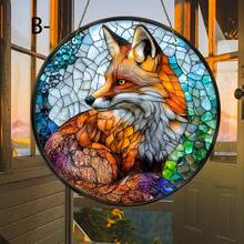 1 Piece, Red Fox Moon Catcher, Garden Light Catcher, Acrylic Painted Hanging Ornaments, Animal Theme Room Decoration, Party Decoration, Window Decoration, Birthday Gift, School, Office, Porch, Wall Art, Ideal Gift - Acrylic-round - View 3