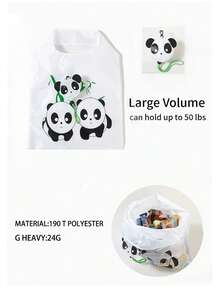 Cute Cartoon Animal-Shaped Foldable Home Shopping Bags. Convenient Folding Shopping Bags For Going Out Shopping, Large-Capacity Shopping Bags That Are Easy To Fold And Store, And Convenient To Carry Around - White - View 15