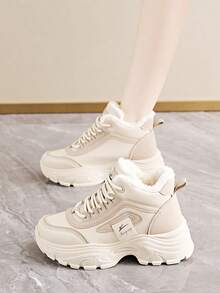 Zapatos de invierno para mujer, ligeros y cómodos, con diseño delicado y forro térmico, suela gruesa y cálida, zapatillas casuales de caña alta para mujer