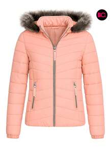 Big City Basic Girl's Quilted Jacket Plush Interior Casual Fashion With Hood - 粉色 - 查看 3