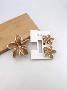 3个/包 纯色街头风ABS塑料发爪，适合日常佩戴 冬季发饰 动物纹优雅发夹 防摔发爪 发夹 花朵发夹 - 彩色 - 查看 11