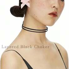 Ronglry 3pcs Black Choker Necklace For Women Black Velvet Choker Set Layered Black Choker Necklaces Classic Chokers For Women Adjustable Gothic Lace Black Collar Necklace For Party Cosplay Christmas Birthday Jewelry Gifts - 3 CÁI màu đen - Xem 4