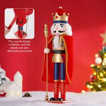38cm Nutcracker 1PC Soldier Puppet Wooden Nutcracker Statue Craft Doll Christmas Living Room Office Desktop Holiday Gift - Multicolor - View 4