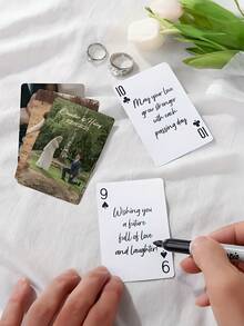 Custom Destination Wedding Guest Book Playing Cards | Personalized Portable Guestbook With Engagement Photo | Custom Poker Cards For Travel Weddings - Multicolor - View 5